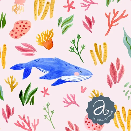 1. Blue whale pattern in girl tones - aby creative journey 1