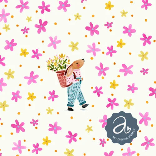 2.B Aby creative journey- pattern design page - rabbits cream pattern